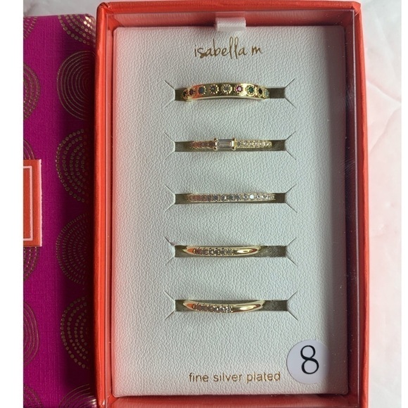 Isabella M. Size 8 Ring Set Gold Plated Box Set 5 - Picture 5 of 6